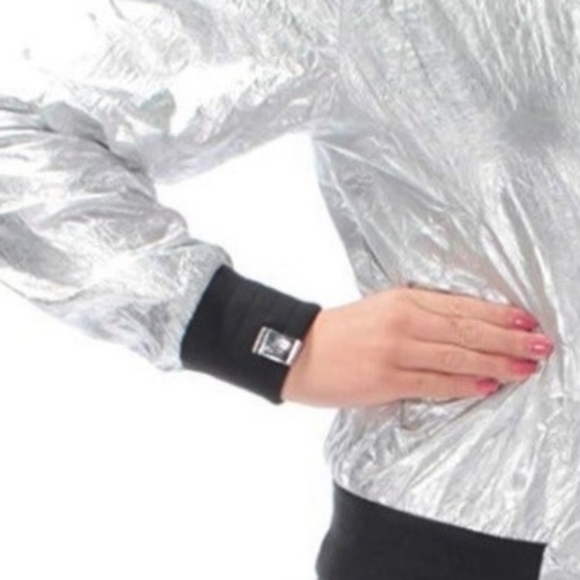Hip hop metallic silver bomber jacket from Rachel Roy sz.XXL - Picture 6 of 15